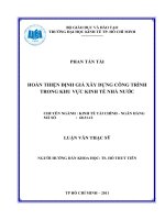 hoàn thiện định giá xây dựng trong công trình nhà nước