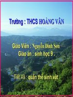 Tiết 49 Quần thể - giáo án sinh học lớp 9 trung học cơ sở