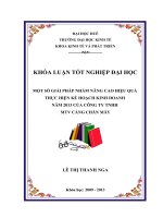 một số giải pháp nhằm nâng cao hiệu quả thực hiện kế hoạch kinh doanh năm 2013 của công ty tnhh mtv cảng chân mây