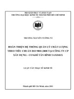 HOÀN THIỆN HỆ THỐNG QUẢN LÝ CHẤT LƯỢNG   THEO TIÊU CHUẨN ISO 9001:2008 TẠI CÔNG TY CP   XÂY DỰNG - CƠ KHÍ TÂN BÌNH TANIMEX