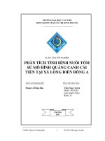 phân tích tình hình nuôi tôm sú mô hình quảng canh cải tiến tại xã long điền đông a