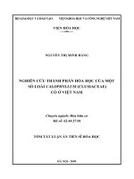 Nghiên cứu thành phần hoá học của một số loài Calophyllum (Clusiaceae) có ở Việt Nam