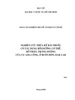 nghiên cứu thừa kế bài thuốc có tác dụng bồi dưỡng cơ thể, bổ thận tráng dương của cụ ama công ở buôn đôn, đăklắk