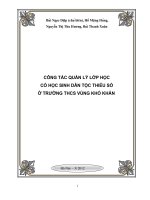 CÔNG TÁC QUẢN LÝ LỚP HỌC  CÓ HỌC SINH DÂN TỘC THIỂU SỐ  Ở TRƯỜNG THCS VÙNG KHÓ KHĂN