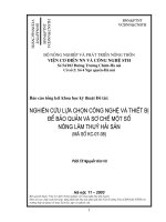 nghiên cứu lựa chọn công nghệ và thiết bị để bảo quản và sơ chế một số nông lâm thuỷ hải sản