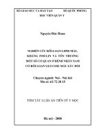 Nghiên cứu rối loạn lipid máu, kháng insulin và tổn thương một số cơ quan ở bệnh nhân nam có rối loạn glucose máu lúc đói