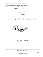 MỘT SỐ BIỆN PHÁP GIÚP ĐỠ HỌC SINH YẾU