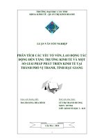 phân tích các yếu tố vốn, lao động tác động đến tăng trưởng kinh tế và một số giải pháp phát triển kinh tế tại thành phố vị thanh, tỉnh hậu giang