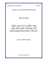 Hiệu quả của điều trị nội tiết đối với phụ nữ mãnh kinh do phẫu thuật