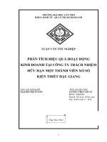 PHÂN TÍCH HIỆU QUẢ HOẠT ĐỘNG  KINH DOANH TẠI CÔNG TY TRÁCH NHIỆM HỮU HẠN MỘT THÀNH VIÊN XỔ SỐ  KIẾN THIẾT HẬU GIANG