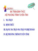 MA TRẬN - ĐỊNH THỨC -HỆ PHƯƠNG TRÌNH TUYẾN TÍNH