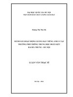 Đánh giá hoạt động giảng dạy tiếng Anh 11 tại trường phổ thông trung học Đoàn Kết Hai Bà Trưng - Hà Nội