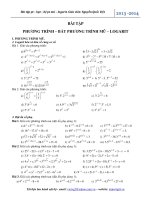 Bài tập phương trình bất phương trình mũ và logarit