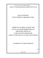 Nghiên cứu xác định những thuộc tính của các làng nghề chế biến nông sản trên địa bàn tỉnh hà tây và đề xuất công nghệ khả thi cho xử lý nước thải và các dạng chất thải rắn