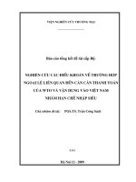 Nghiên cứu các điều khoản về trường hợp ngoại lệ liên quan đến cán cân thanh toán của WTO và vận dụng vào việt nam nhằm hạn chế nhập siêu