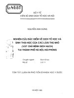 Nghiên cứu đặc điểm của dịch tễ học và sinh thái học của các loài thú nhỏ (vật chủ bệnh dịch hạch) tại thành phố Hà Nội, Hải Phòng