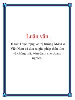 Thực trạng về thị trường M&A ở Việt nam và đưa ra giải pháp thâu tóm và chóng thâu tóm dành cho doanh nghiệp