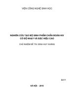 Nghiên cứu tạo bộ sinh phẩm chẩn đoán HIV có độ nhạy và đặc hiệu cao