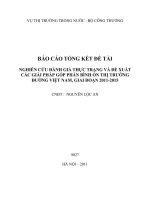 Nghiên cứu đánh giá thực trạng và đề xuất các giải pháp góp phần bình ổn thị trường đường việt nam, giai đoạn 2011 2015