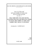 Phát triển bền vững nông thôn vùng đồng bằng bắc bộ trong quá trình xây dựng, phát triển các khu công nghiệp  thực trạng và giải pháp