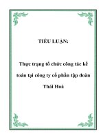 Tiểu luận Thực trạng công tác kế toán tại Công ty cổ phần tập đoàn Thái hoà