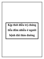 Kịp thời điều trị chứng tiểu đêm nhiều ở người bệnh đái tháo đường pot