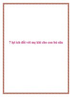 7 lợi ích đối với mẹ khi cho con bú sữa pot