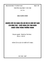 Nghiên cứu tác dụng của hải mã và sâm Việt Nam lên hình thái - chức năng của tinh hoàn chuột cống trưởng thành