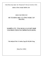 BÁO CÁO: NGHIÊN CỨU ỨNG DỤNG LUẬT KẾT HỢP VÀO PHÂN TÍCH TÀI CHÍNH NGÂN HÀNG