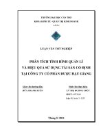 phân tích tình hình quản lí và hiệu quả sử dụng tài sản cố định tại công ty cổ phần dược hậu giang