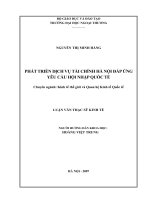 Phát triển dịch vụ tài chính Hà Nội đáp ứng yêu cầu hội nhập quốc tế