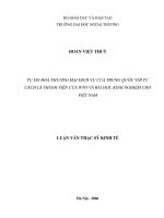 Tự do hóa thương mại dịch vụ của Trung Quốc với tư cách là thành viên của WTO và bài học kinh nghiệm cho Việt Nam