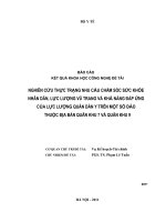 Nghiên cứu thực trạng nhu cầu chăm sóc sức khỏe nhân dân, lực lượng vũ trang và khả năng đáp ứng của lực lượng quân dân y trên một số đảo thuộc địa bàn quân khu 7 và quân khu 9