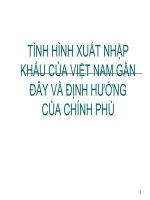 Slide tình hình xuất nhập khẩu của VN gần đây và định hướng của chính phủ