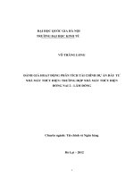 Đánh giá hoạt động phân tích tài chính dự án đầu tư nhà máy thủy điện trường hợp Nhà máy thủy điện Đồng Nai 2 -Lâm Đồng