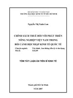 Chính sách thuế đối với phát triển nông nghiệp Việt Nam trong bối cảnh hội nhập kinh tế quốc tế