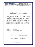 LUẬN VĂN NGÂN HÀNG THỰC TRẠNG VÀ GIẢI PHÁP VỀ CHO VAY VỐN TIÊU DÙNG TẠI NGÂN HÀNG AGRIBANK Q9