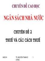 chuyên đề cao học ngân sách nhà nước thuế và cải cách thuế