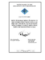 phân tích hoạt động tín dụng và một số biện pháp nhằm nâng cao hiệu quả tín dụng tại nhn0 & ptnt chi nhánh tỉnh cà mau