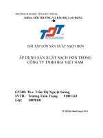 áp dụng sản xuất sạch hơn trong công ty tnhh bia việt nam