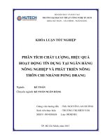 phân tích chất lượng hiệu quả hoạt động tín dụng tại ngân hàng nông nghiệp và phát triển nông thôn chi nhánh pơng drang