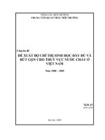 Nghiên cứu cơ sở khoa học và thực tiễn nhằm xây dựng, thử nghiệm bộ chỉ thị sinh học phục vụ quan trắc môi trường các lưu vực sông của việt nam   áp dụng thử nghiệm cho lưu vực sông nhuệ   đáy   đề xuất bộ chỉ thị sinh học đầ