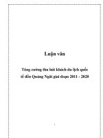 luận văn tăng cường thu hút khách du lịch quốc tế đến quảng ngãi giai đoạn 2011 - 2020