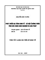 Tóm tắt luận án Phát triển hạ tầng kinh tế - xã hội ở nông thôn tỉnh Bắc Ninh: Kinh nghiệm và giải pháp