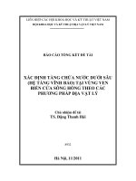 Xác định tầng chứa nước dưới sâu (hệ tầng vĩnh bảo) tại vùng ven biển cửa sông hồng theo các phương pháp địa vật lý