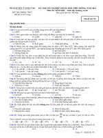 Đề thi - Đáp án môn Sinh học - Tốt nghiệp THPT Giáo dục thường xuyên ( 2013 ) Mã đề 791 pdf