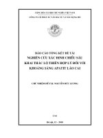 Nghiên cứu xác định chiều sâu khai thác lộ thiên hợp lý đối với khoáng sản apatít lào cai