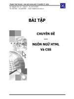Bài giảng - Giáo án: Bài tập HTML và CSS nâng cao dành cho chuyên gia lập trình Web