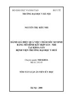 Đánh giá hiệu quả việc chăm sóc sơ sinh bằng mô hình kết hợp sản - nhi tại khoa sản trường Đại học Y Huế