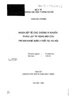 Nhận xét về các chủng vi khuẩn phân lập từ họng - mũi của trẻ em khỏe dưới 3 tuổi tại Hà Nội